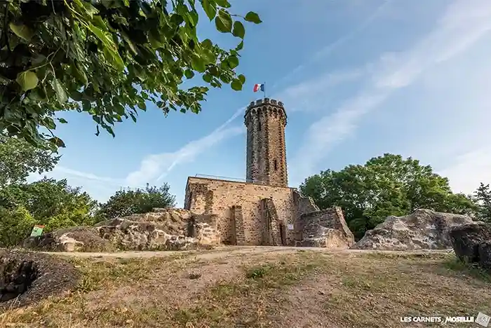 Vue de loin du château du Schlossberg